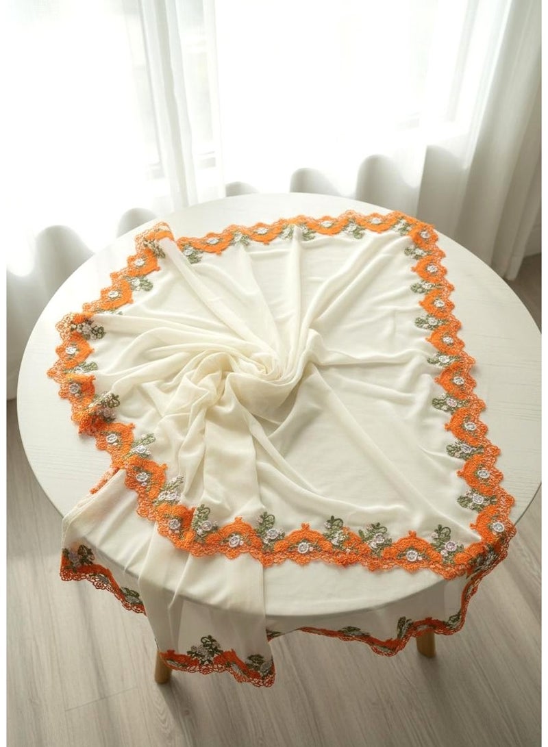 5 Yards Orange Luxury Floral Embroidery Lace Trim - Intricate Scalloped Rose Border for DIY Sewing, Fashion Apparel, and Home Decor Accents - Image 2